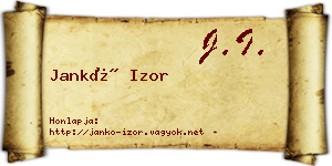 Jankó Izor névjegykártya